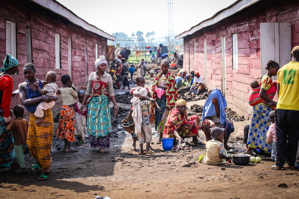 South Sudanese women with their children in a Uganda refugee camp.