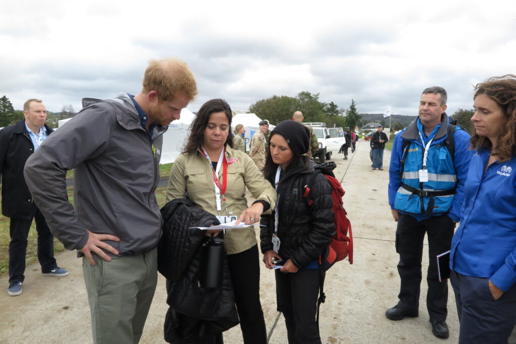 Prince Harry meets with members of Medical Teams International at Triplex, the preeminent disaster response gathering.