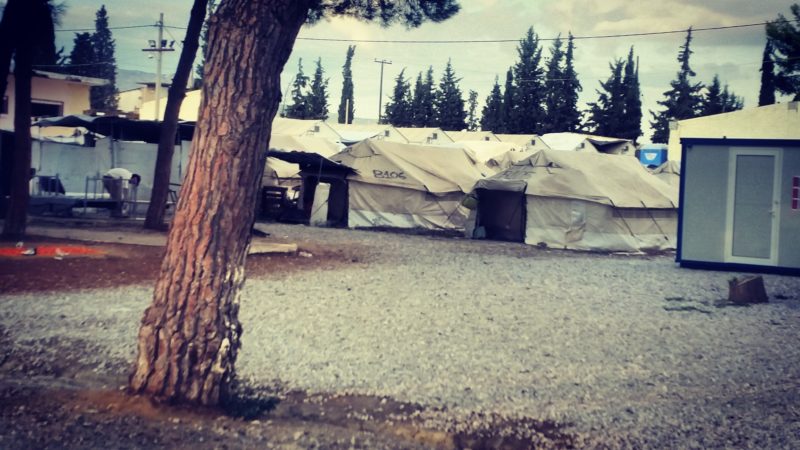 Tents pitched side by side in a refugee settlement