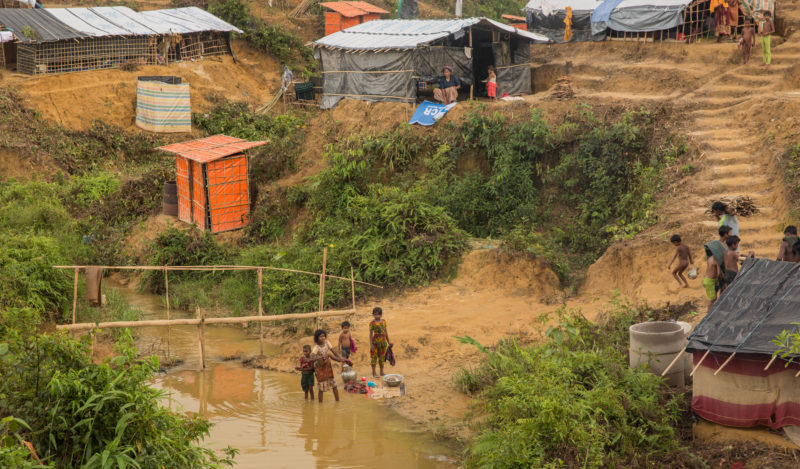 A contaminated river in the center of the Kutupalong Settlement, a breeding ground for diseases