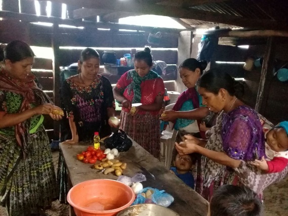 Local Guatemalan mothers learn how to prepare nutritious foods for their families