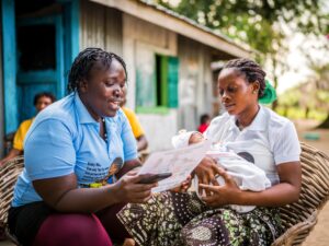 Liberia, Abigail with mothers group, 2019