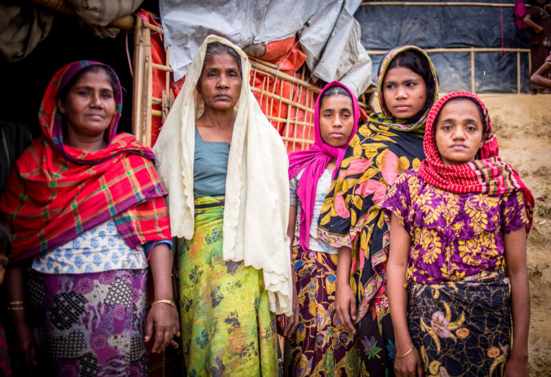 Begum and her four daughters, who escaped a massacre in their village in Myanmar, Bangladesh