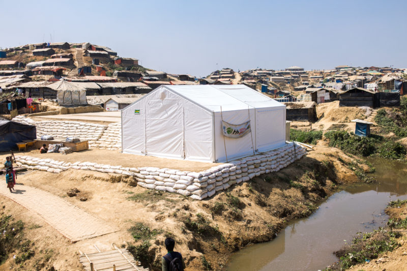 A Medical Teams Clinic tent preparing for monsoon season in Bangladesh