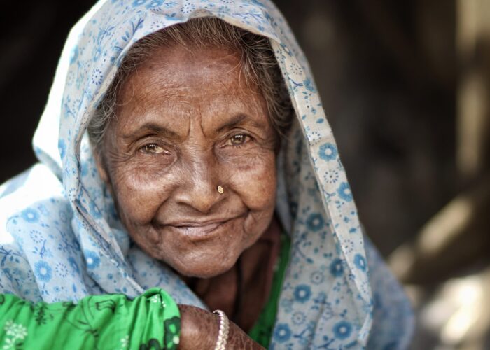 An elderly Rohingya refugee woman in Bangladesh.