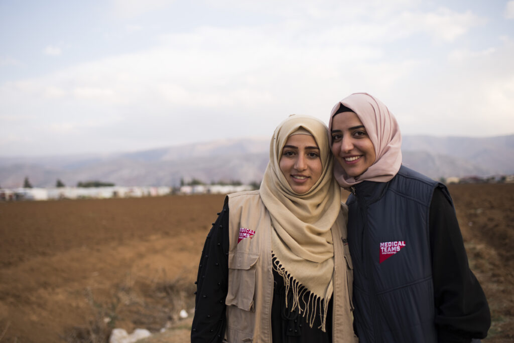 Shaza and Samira stand side by side