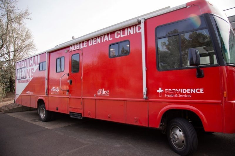 A Mobile Dental Van sitting on site for a Mobile Dental Clinic
