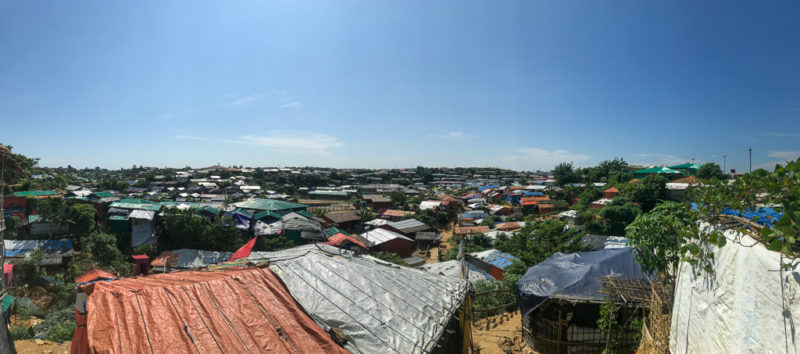 The roofs top view of the Rohingya refugee camp