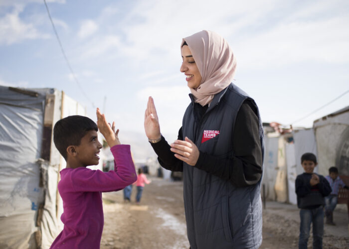 Lebanon, Samira high-fives girl, 2018