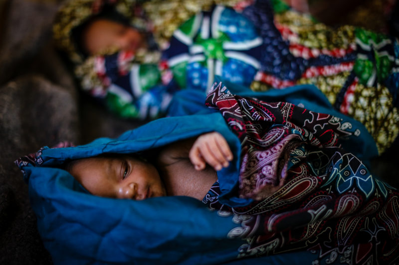 Twin refugee babies born in a Medical Teams clinic in Tanzania