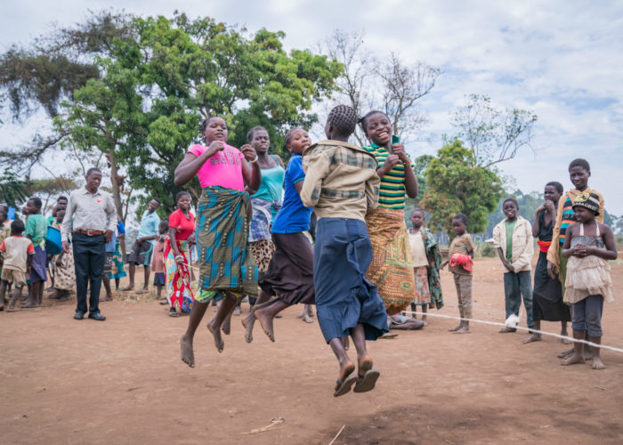 Refugee kids playing in the Uganda settlement, 2019.