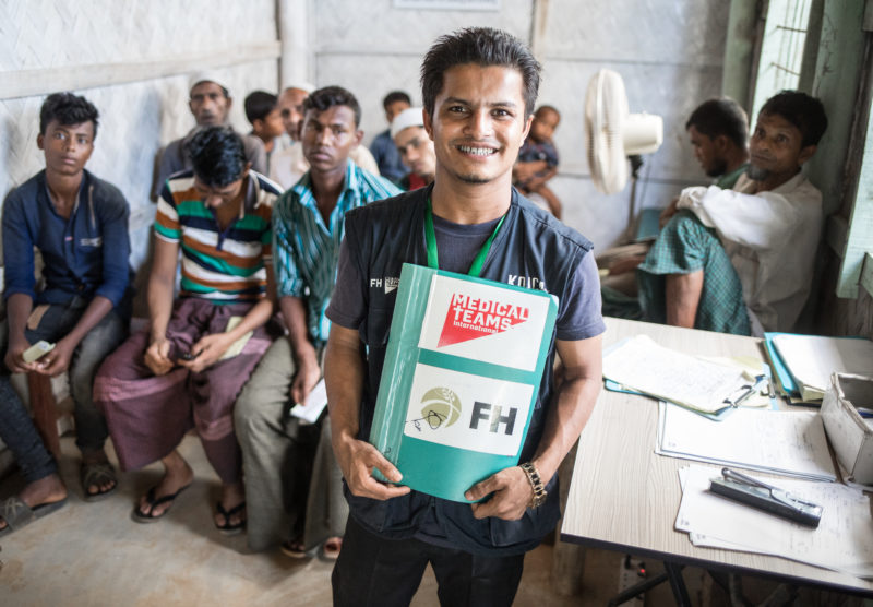 Redwan, work hard at the Medical Teams Clinic in the Rohingya refugee camp