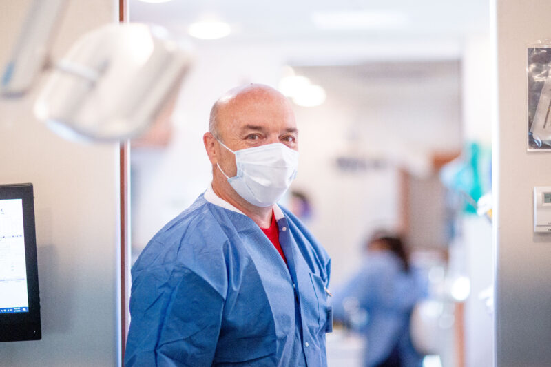 Mobile Dental Clinic Manager Kevin Abbe pauses for a photo in the middle of the workday.