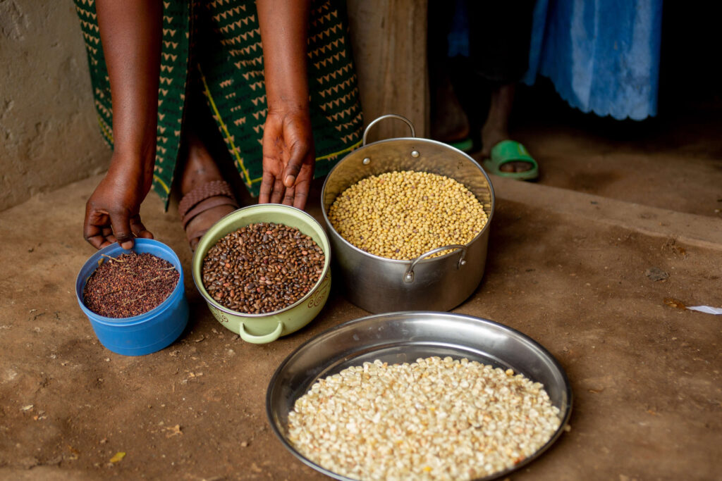 Florance shows bowls of various grains.