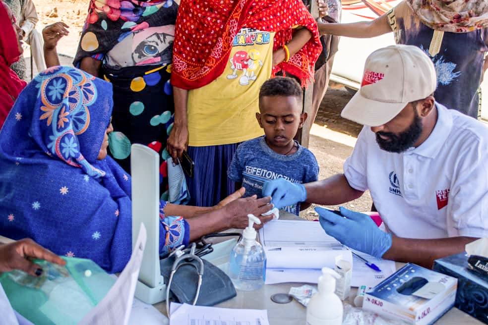 Mobile medical team setup for people internally displaced by the conflict in Khartoum