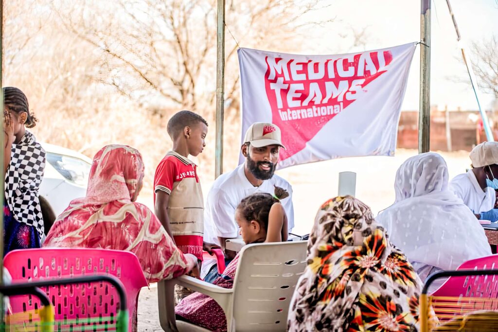 Mobile medical team setup for people internally displaced by the conflict in Khartoum