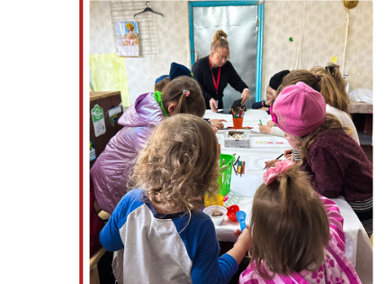 Ukranian children participating in art therapy provided by our Mental Health Psychosocial Support team. 