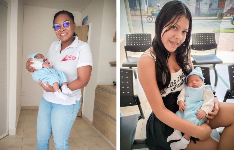 Yohelis posing with her new baby boy, Dylan.