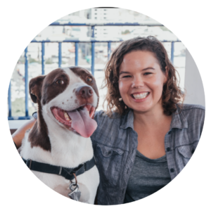 Headshot of Jenna Forstrom and her dog Bullet. 