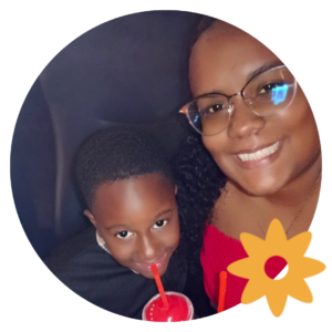 Portrait of Laura Patiño, HSS Coordinator and her son. 
