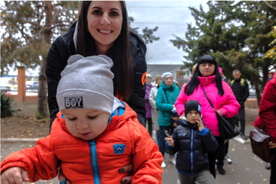Victoria Medviedieva, 30, with Dimitri, 2 in Ukraine. 