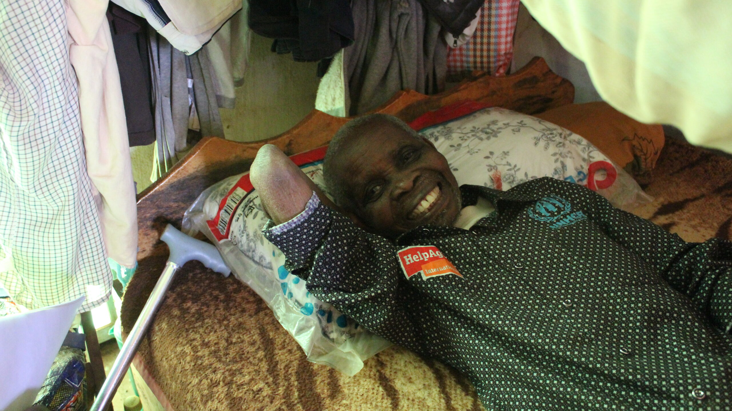 Bintunimana relaxing in his bed. 
