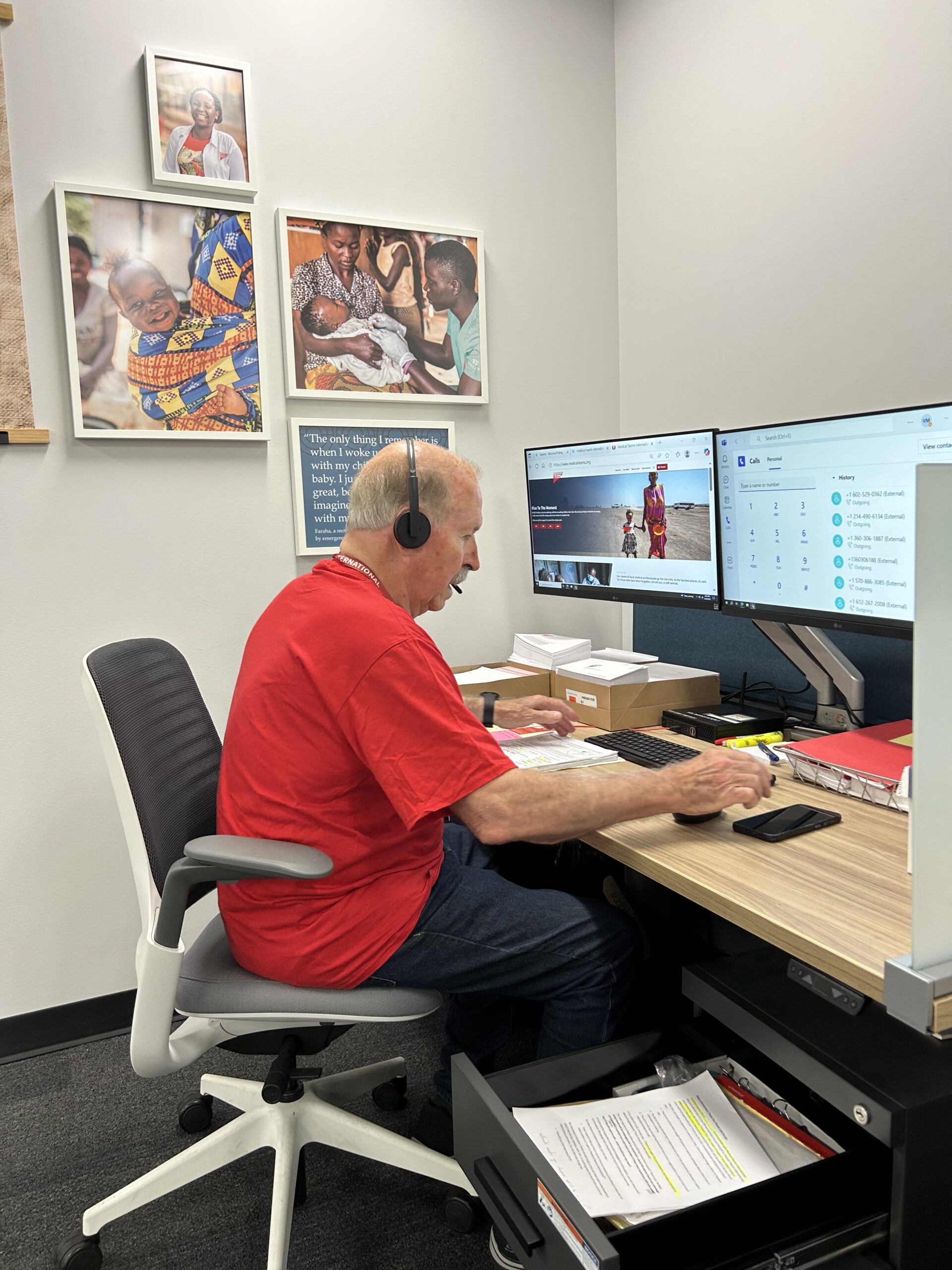 Jim Watson working the phones at headquarters. 